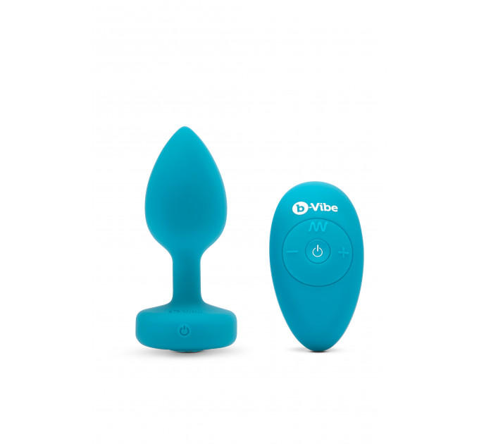 Анальна пробка з вібрацією та каменем B-Vibe - Vibrating Jewel Plug S/M, синя