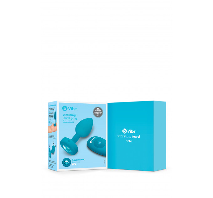 Анальна пробка з вібрацією та каменем B-Vibe - Vibrating Jewel Plug S/M, синя