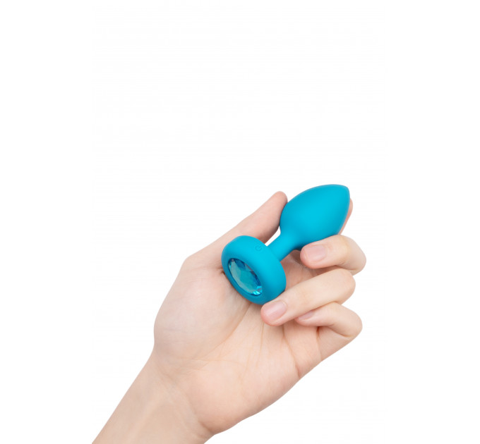 Анальна пробка з вібрацією та каменем B-Vibe - Vibrating Jewel Plug S/M, синя