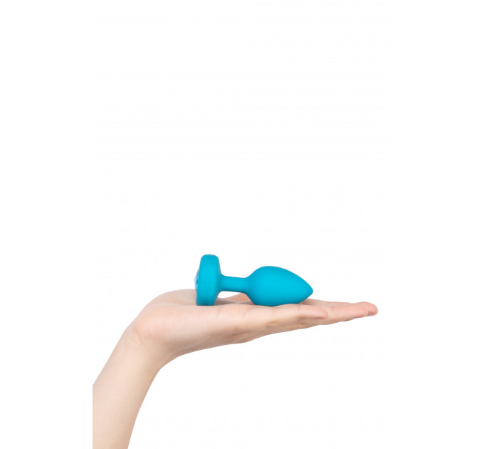 Анальна пробка з вібрацією та каменем B-Vibe - Vibrating Jewel Plug S/M, синя