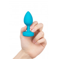 Анальна пробка з вібрацією та каменем B-Vibe - Vibrating Jewel Plug S/M, синя