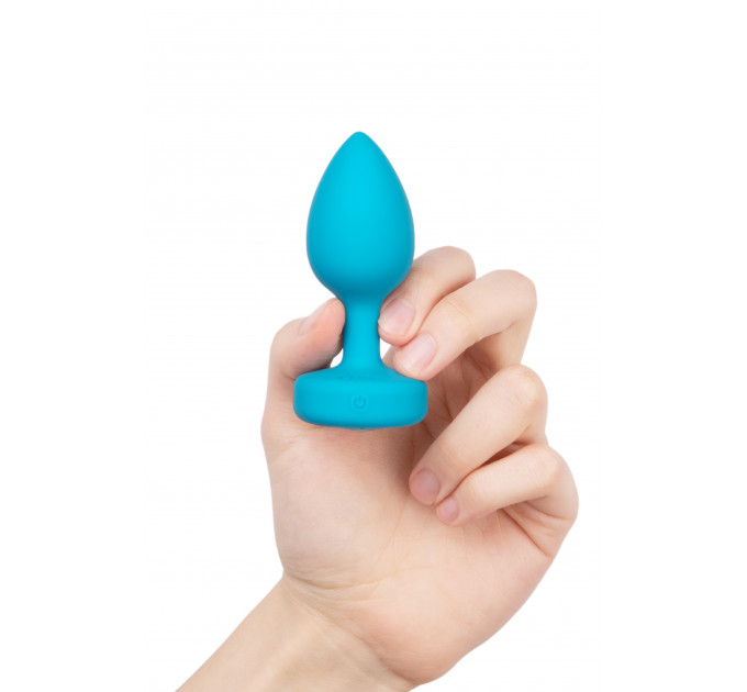 Анальна пробка з вібрацією та каменем B-Vibe - Vibrating Jewel Plug S/M, синя