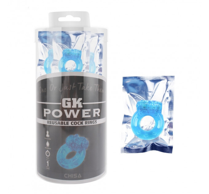 Ерекційне віброкільце Chisa GK Power Reusable Cock Ring, блакитне
