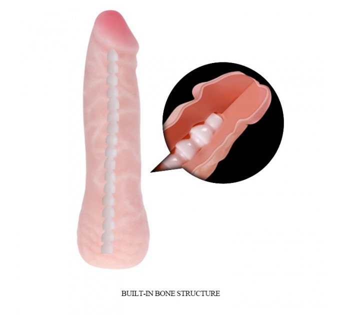 Фаллоимитатор с хребтом Super Excitement Sextoy, без мошонки, бежевый, 16 см