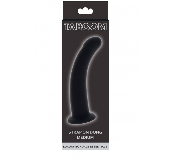 Фалоімітатор страпон Taboom Strap-On Dong Medium чорного кольору, 14 см х 3.3 см