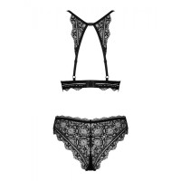 Комплект мереживної білизни Obsessive Renelia, чорний L/XL