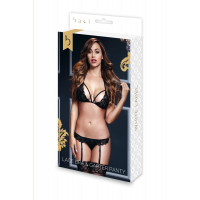 Комплект LACY BRA GARTER OPEN CROTCH PANTY 2P BLK