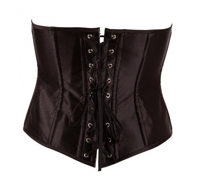 Корсет с открытым бюстом Cottelli Collection Corset Open Cup со шнуровкой, черный, M