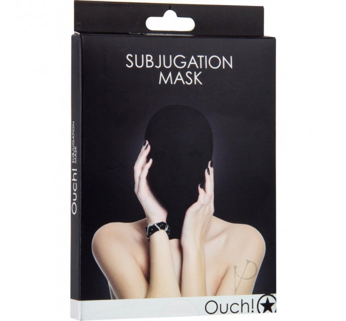 БДСМ маска на всю голову Ouch!, на молнии, черная, One Size