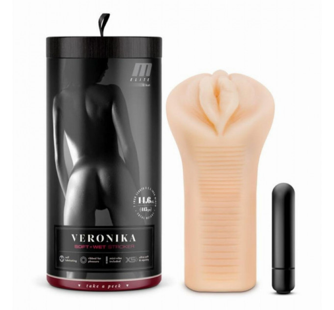 Мастурбатор с вибропулей M For Men Veronika реалистичный, 7.6 см х 16.5 см