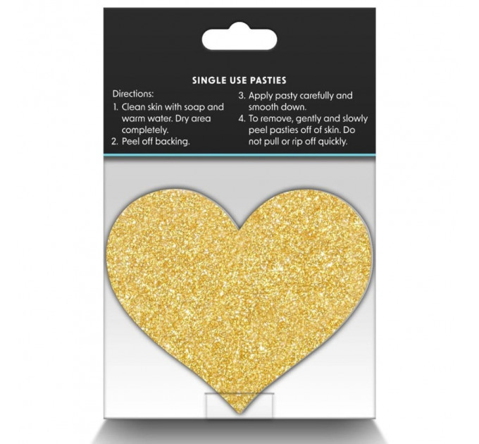 Набор из 2-х пар пестисов в форме сердца NS Novelties Pretty Pasties Glitter Hearts, черный/золотой