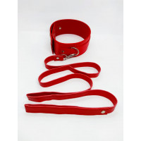 Ошейник с поводком DS Fetish Collar with leash red metal
