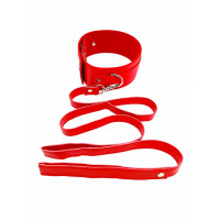 Ошейник с поводком DS Fetish Collar with leash red metal