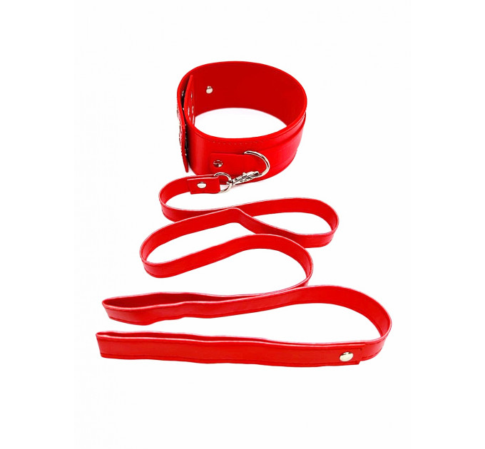 Ошейник с поводком DS Fetish Collar with leash red metal