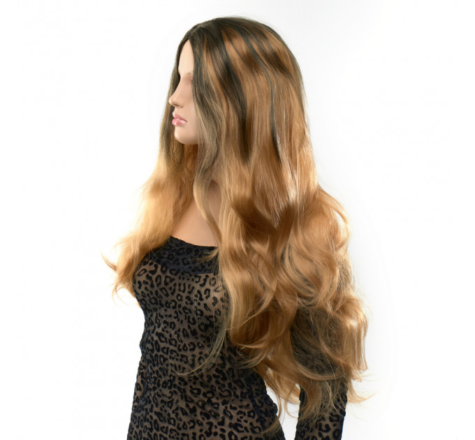 Парик длинный волнистый Fetish Hair балаяж русый, 65 см