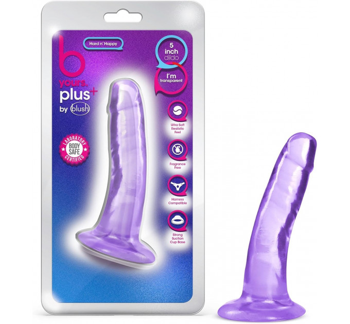 Реалістичний фалоімітатор Blush B Yours Plus із вигином для стимуляції точок G та P, фіолетовий