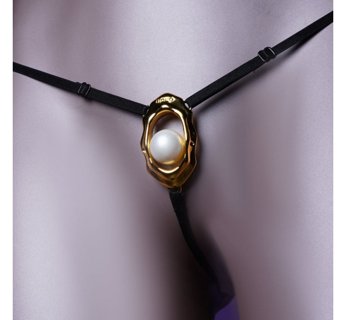 Стринги c жемчужиной стимулирующей клитор UPKO Moist Eyes G-string, черный