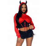 Укороченная толстовка Дьявол Leg Avenue Devil cropped hoodie S/M
