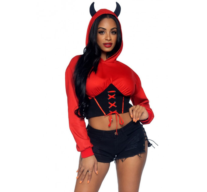 Укороченная толстовка Дьявол Leg Avenue Devil cropped hoodie S/M