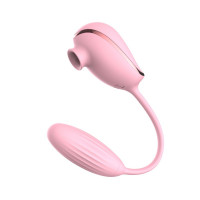Вакуумний стимулятор клітора з віброяйцем High End Suction Love Egg PINK