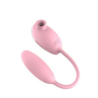 Вакуумний стимулятор клітора з віброяйцем High End Suction Love Egg PINK