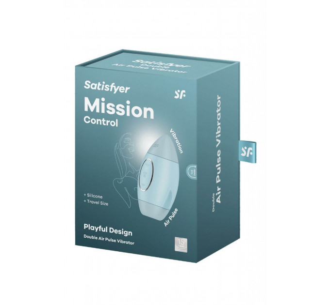 Вакуумный вибратор двойного действия в виде Ракеты Satisfyer Mission Control, голубой