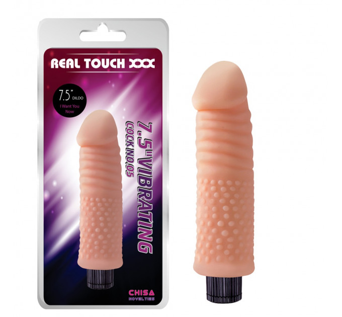Вибратор реалистичный с рельефом Chisa Real Touch Cock No.05, бежевый