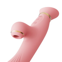 Вібратор з підігрівом і вакуумною стимуляцією ZALO ROSE RABBIT PINK