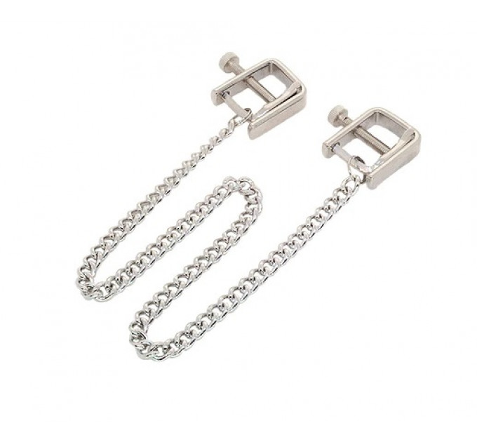 Зажимы на соски DS Fetish Nipple clamps iron L square silver 82,5 g