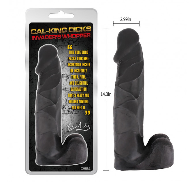 Фаллоиммитатор из киберкожи Chisa Cal-king Dicks Invader's Whopper гигантский, черный