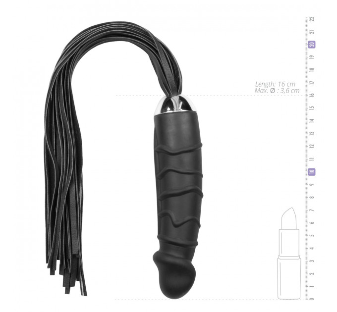 Фаллоимитатор реалистичный Easytoys с прикрепленным флогером, черный Flogger Dildo