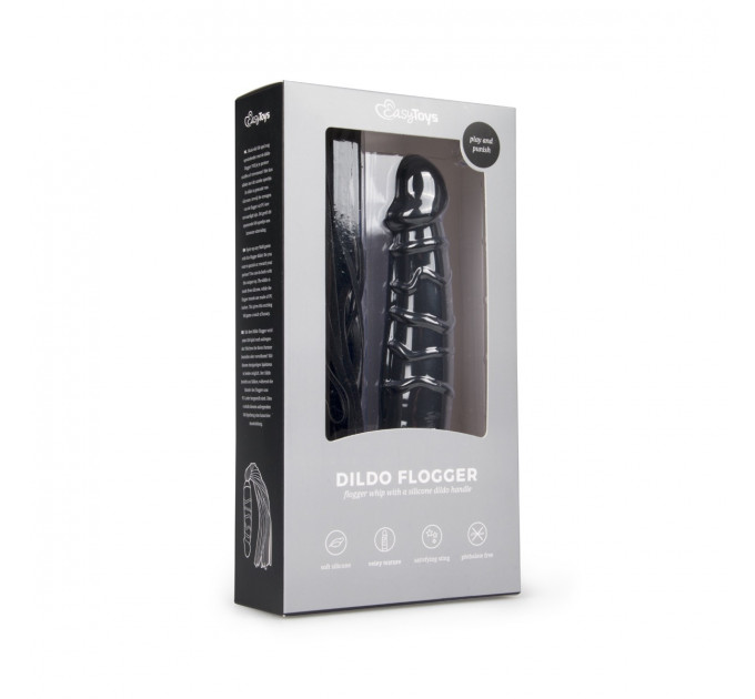 Фаллоимитатор реалистичный Easytoys с прикрепленным флогером, черный Flogger Dildo