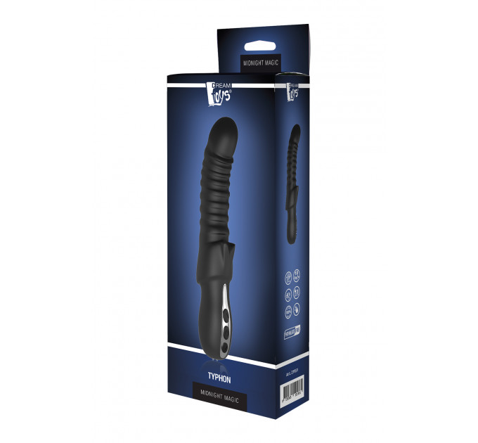 Двойной вибратор рельефный Dream Toys Midnight Magic Typhon черный, 23 х 4 см