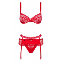 Комплект Obsessive Heartina 3 pcs set L / XL Червоний