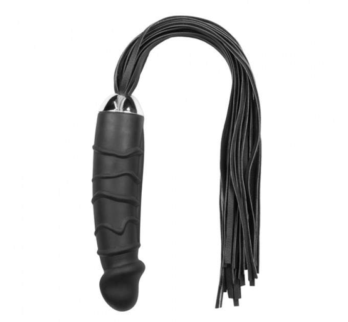 Фаллоимитатор реалистичный Easytoys с прикрепленным флогером, черный Flogger Dildo