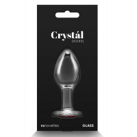 Анальная пробка прозрачная NS Novelties Crystal Hear стеклянная с красным сердцем, M