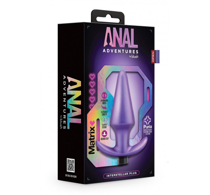 Анальна пробка з вібрацією Anal Adventures Blush, силіконова, фіолетова, 12.7 х 3.8 см