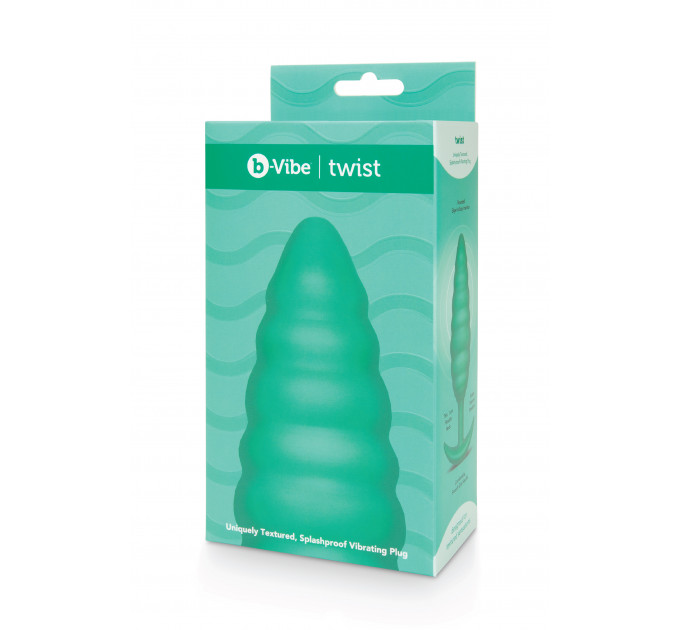 Анальна пробка з вібрацією, рельєфна B-VIBE-TEXTURE PLUG TWIST, зелена