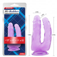 Фаллоимитатор реалистичный двойной Chisa Hi-Rubber на присоске, фиолетовый
