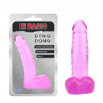 Фаллоимитатор реалистик с мошонкой Chisa-Hi Basic Ding Dong, розовый