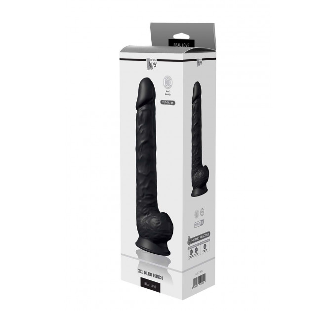 Фалоімітатор гігантський реалістичний Dreamtoys Real Love на присосці з мошонкою, чорний