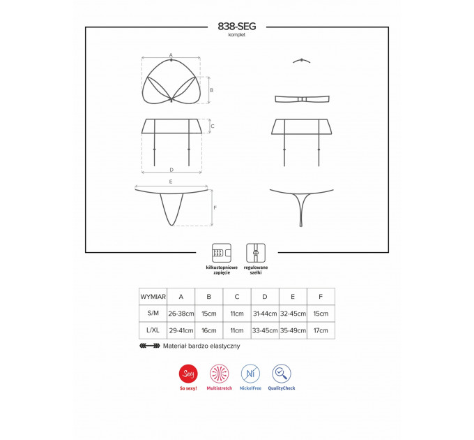 Комплект Obsessive 838-SEG-3 SET L/XL красный