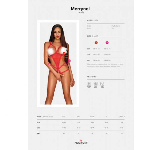 Комплект-боди Obsessive Merrynel set S/M Красный