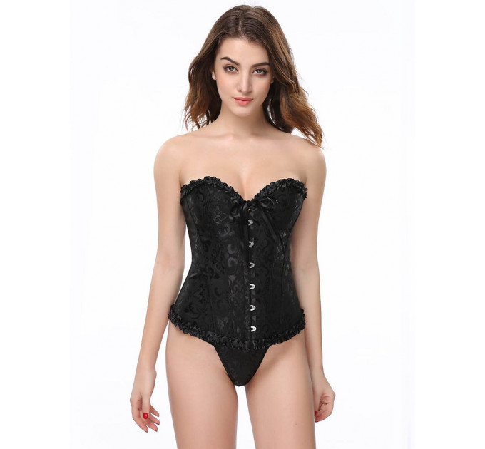 Корсет с цветочным принтом Star Night Corset Top с крючками и шнуровкой, черный, M (без коробки)