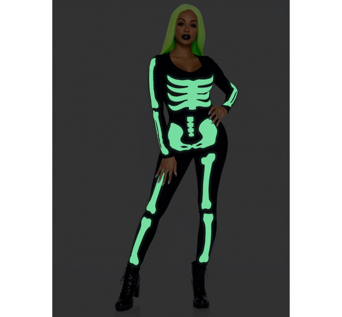 Костюм скелета, светится в темноте Leg Avenue Womens Skeleton Bodysuit Halloween, размер S