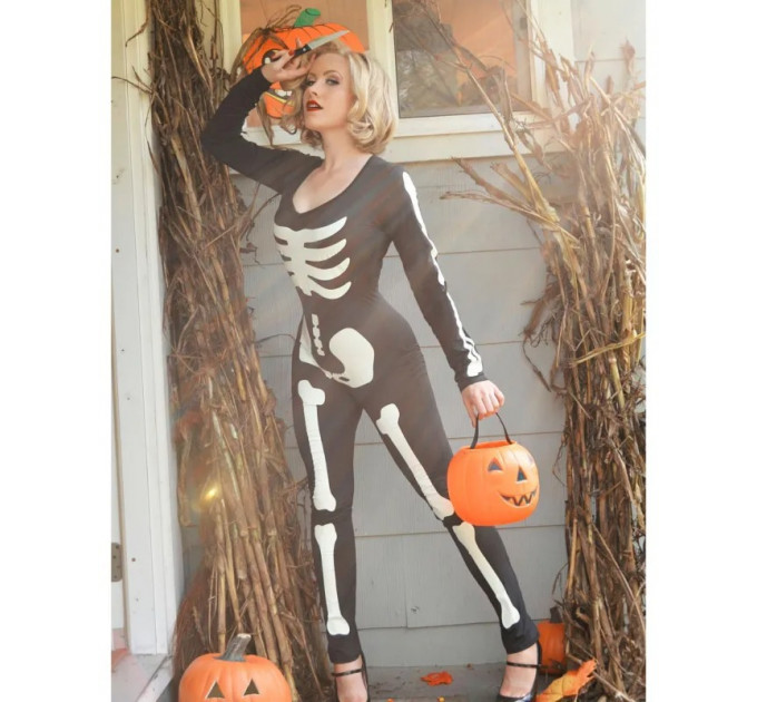 Костюм скелета, светится в темноте Leg Avenue Womens Skeleton Bodysuit Halloween, размер S