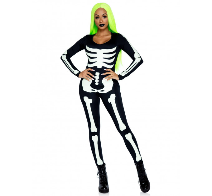 Костюм скелета, светится в темноте Leg Avenue Womens Skeleton Bodysuit Halloween, размер S