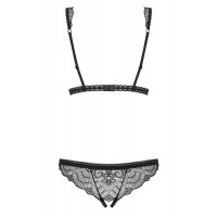 Кружевное боди с открытым доступом Obsessive Firella teddy black S/M