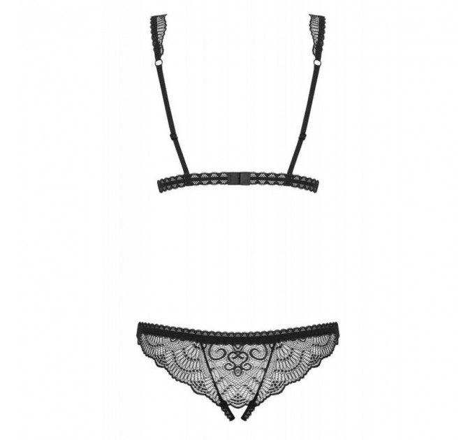 Кружевное боди с открытым доступом Obsessive Firella teddy black S/M