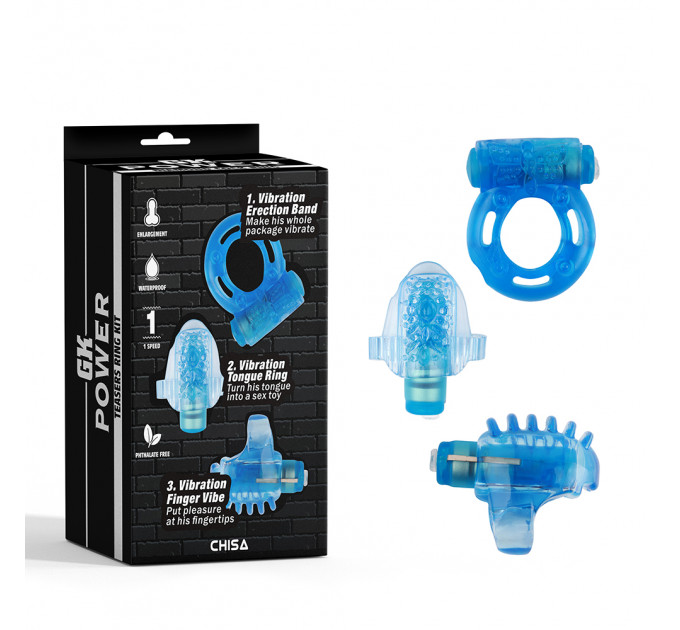 Набір вібро-іграшок Chisa GK Power Teasers Ring Kit, синій